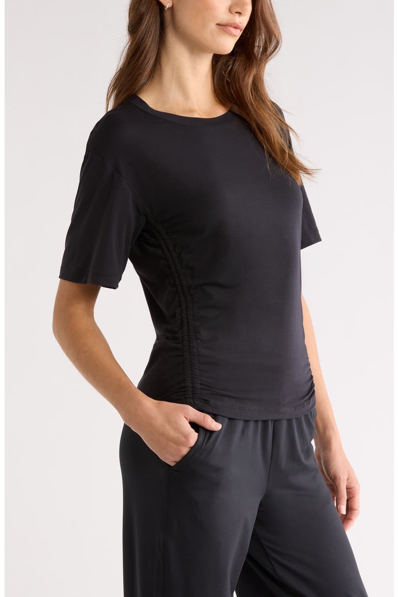 Breathe Ruched Performance T-Shirt, Alternate, color, BLACK