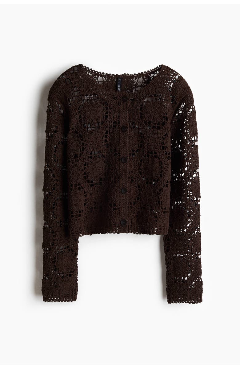 H&M Crochet-look Cardigan, Main, color, Brown