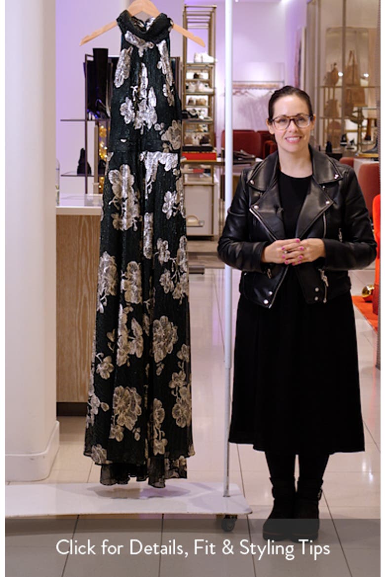 Crinkle Metallic Floral Gown video