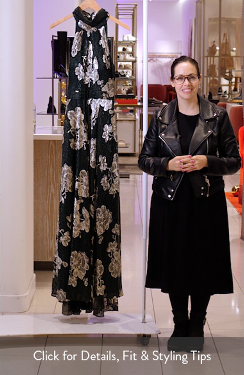 Crinkle Metallic Floral Gown, sales video thumbnail