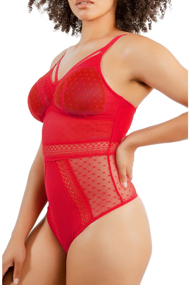 Mia Wire-Free Full Bust Bodysuit, Alternate, color, RACING RED