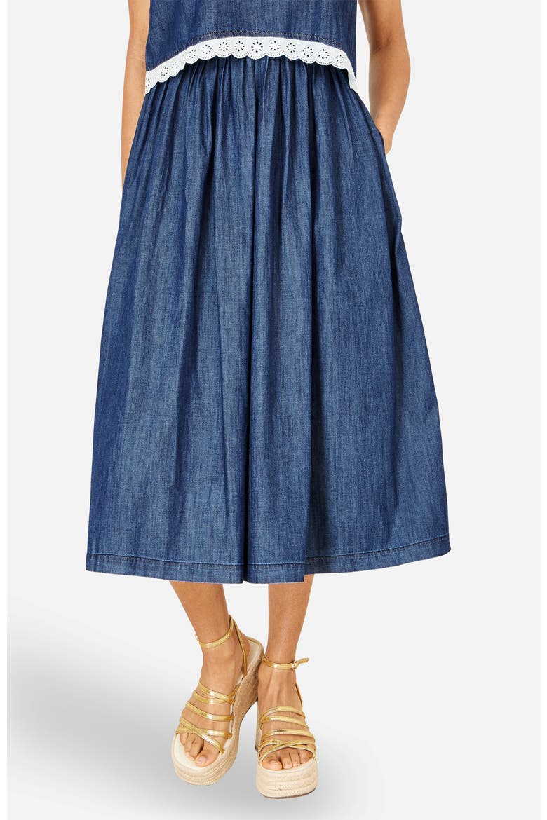 Denim Chambray Gathered Midi Skirt (Women) | Nordstrom