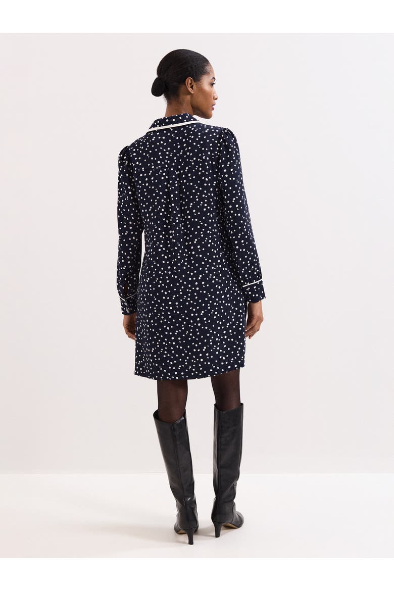 Collared Mini Tunic Dress, Alternate, color, Navy/Ivory
