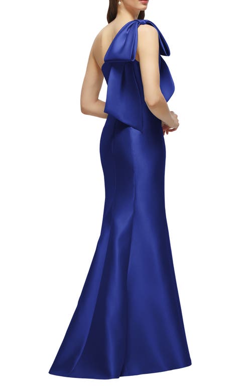 Alfred Sung Bow One-shoulder Satin Twill Mermaid Gown