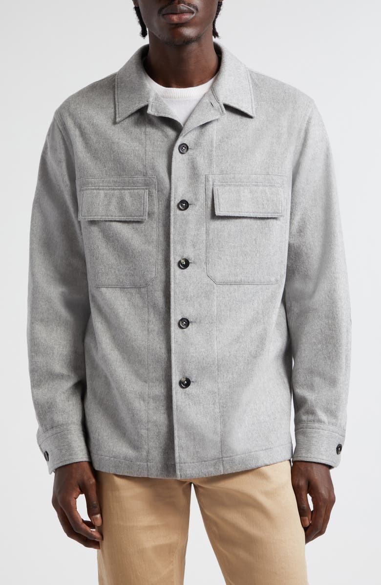 ZEGNA Alma Oasi Cashmere Overshirt, Main, color, Light Grey