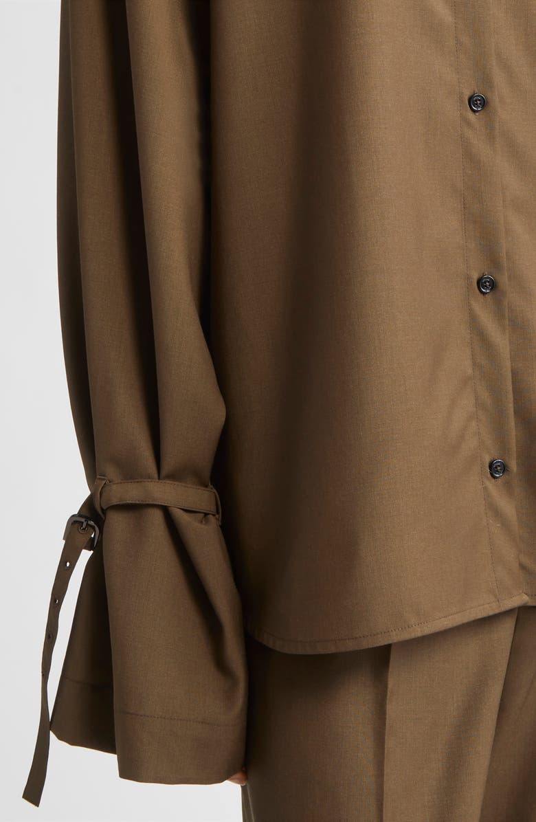 TOTEME Monogram Embroidered Flannel Pajama Top, Alternate, color, Smoke Melange