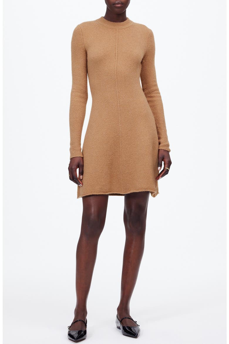 Long Sleeve Mini Sweater Dress, Main, color, HEATHER CARAMEL