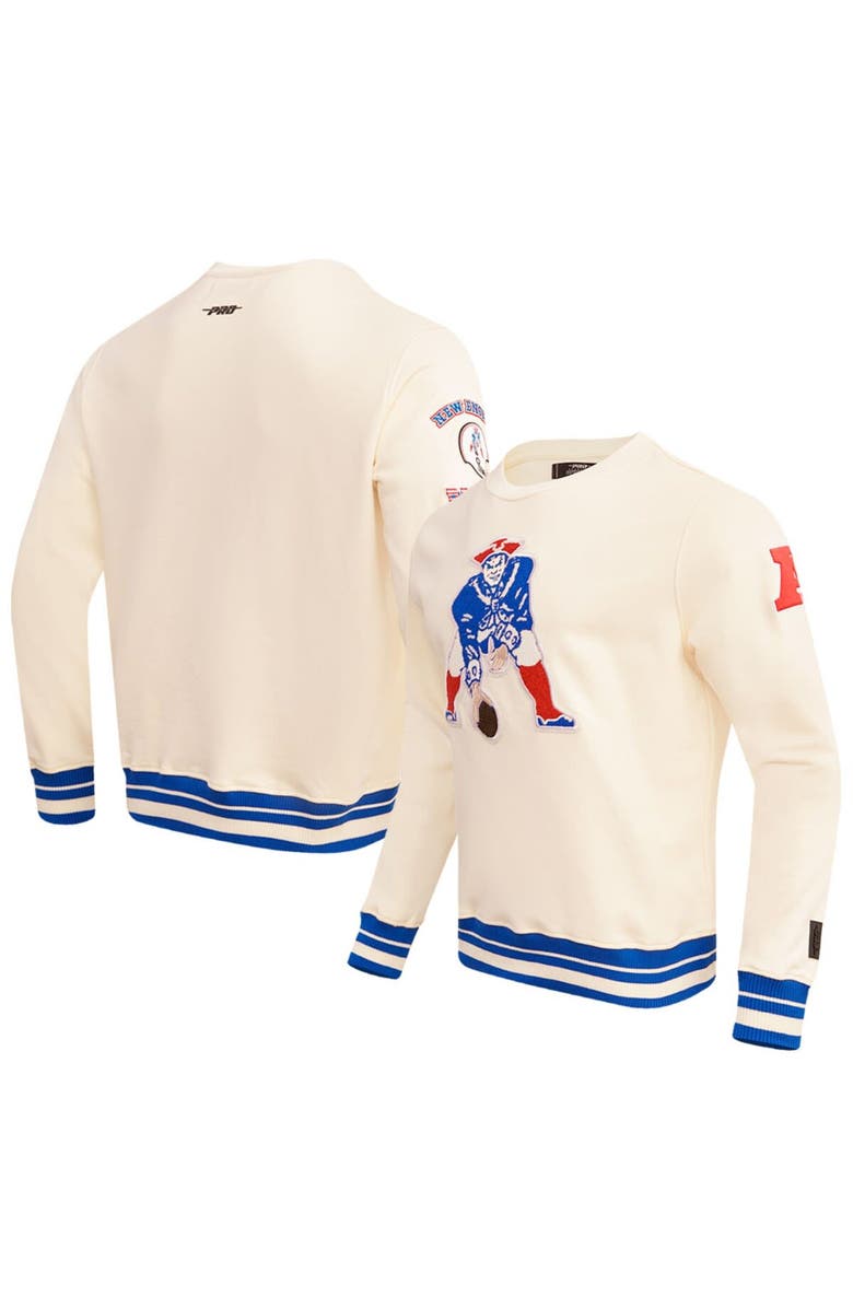 PRO STANDARD Men's Pro Standard Cream New England Patriots Retro Classics Fleece Pullover Sweatshirt, Main, color,