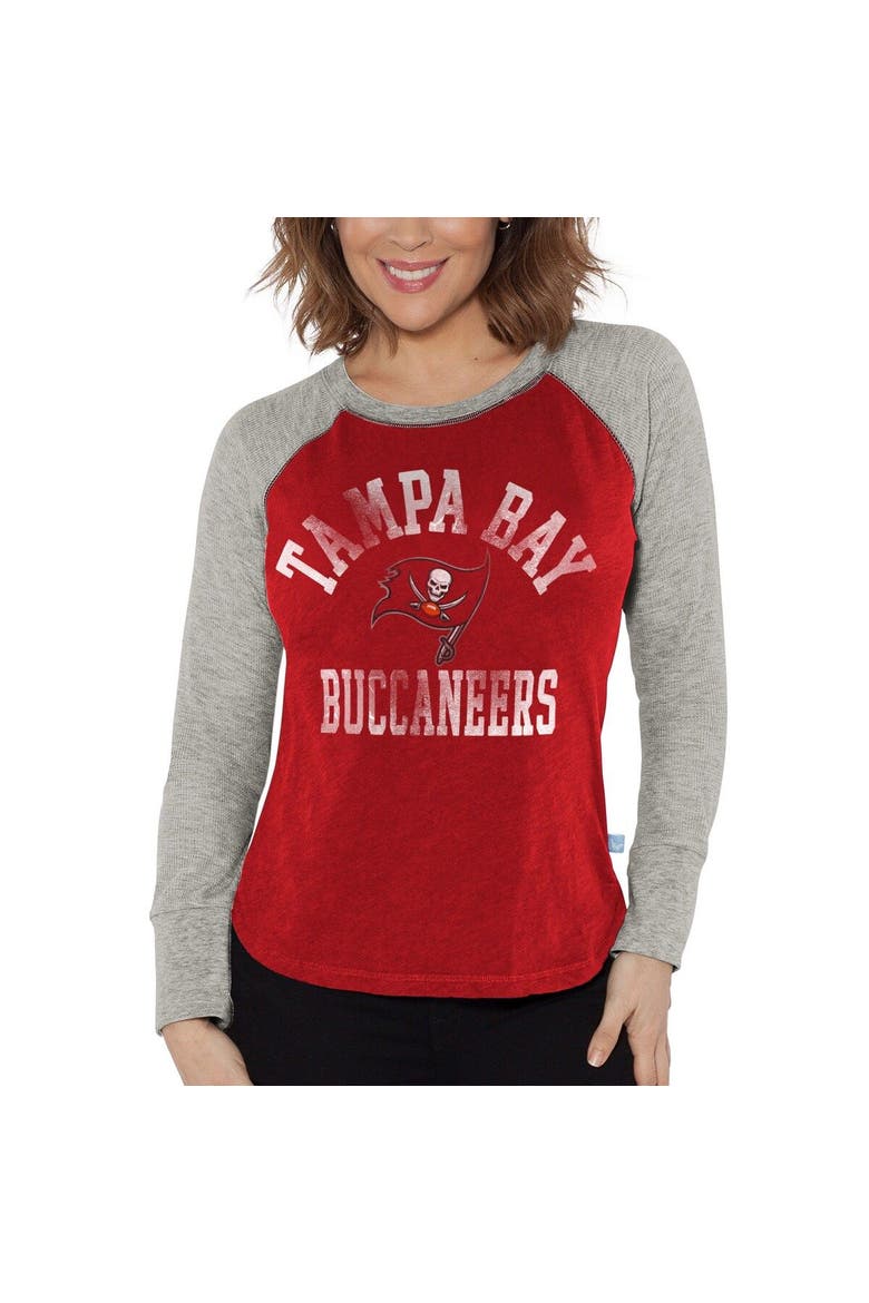 Women's G-III 4Her by Carl Banks Red/Heather Gray Tampa Bay Buccaneers Waffle Knit Raglan Long Sleeve T-Shirt, Main, color, Red