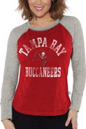 G-III 4HER BY CARL BANKS Women's G-III 4Her by Carl Banks Red/Heather Gray Tampa Bay Buccaneers Waffle Knit Raglan Long Sleeve T-Shirt