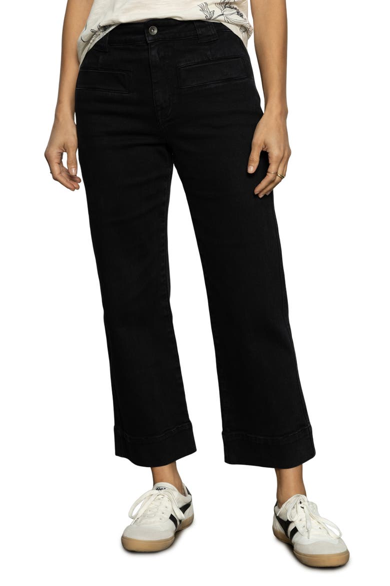 Voyage High Waist Crop Wide Leg Jeans, Main, color, BLACK