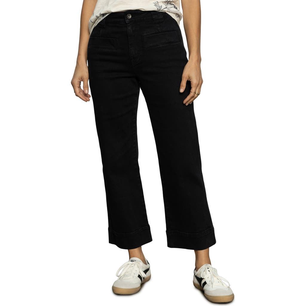 Sanctuary Voyage High Waist Crop Straight Leg Jeans In Black