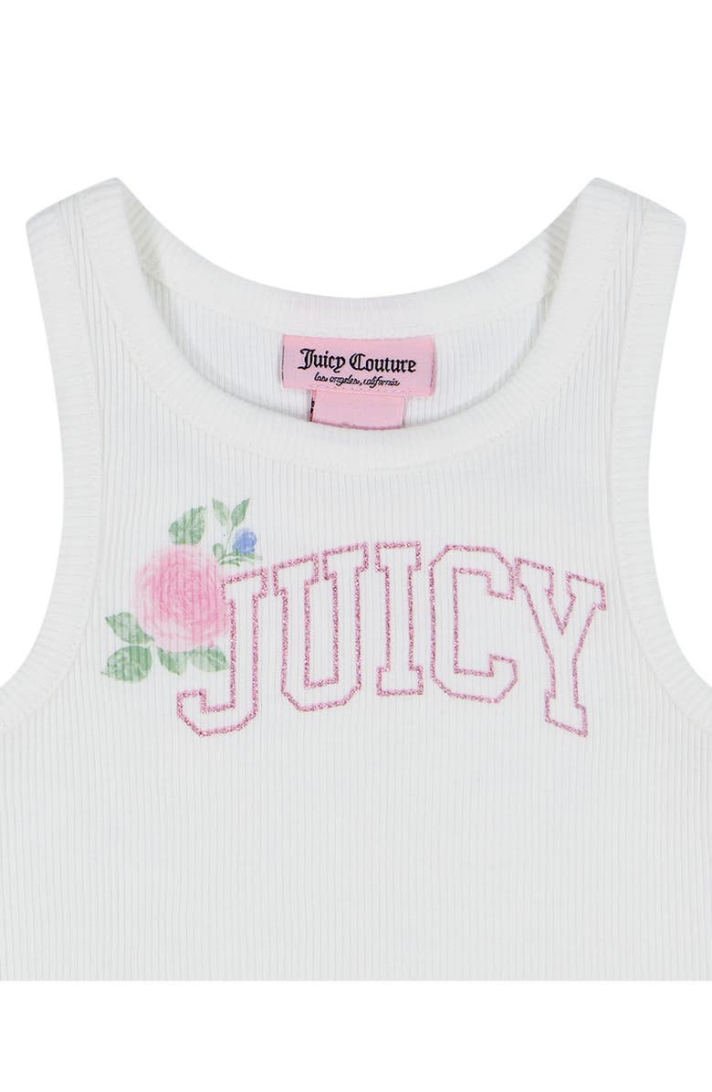 Juicy Couture Kids' Floral French Terry Hoodie, Tank & Shorts Set, Alternate, color, White