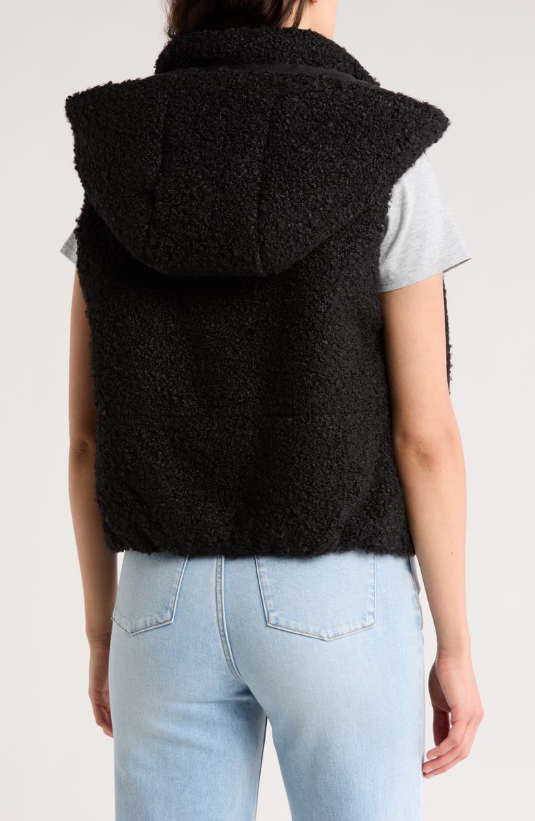 Alice + Olivia Robena Faux Shearling Puffer Vest with Removable Hood, Alternate, color, Black