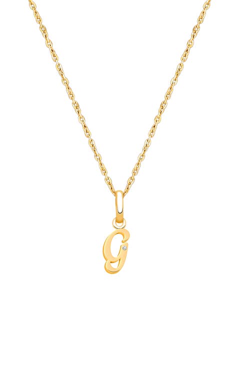 14K Gold Diamond Initial 12-14" Necklace