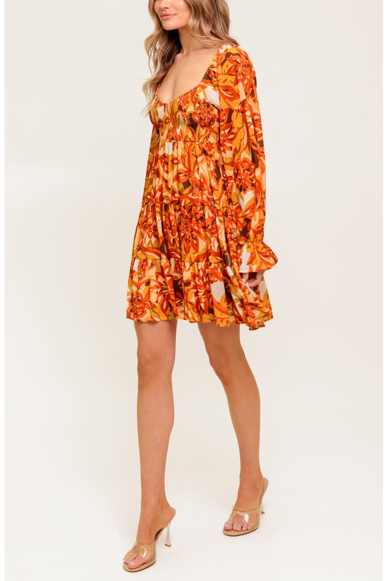 Long Sleeve Babydoll Dress, Alternate, color, RUST