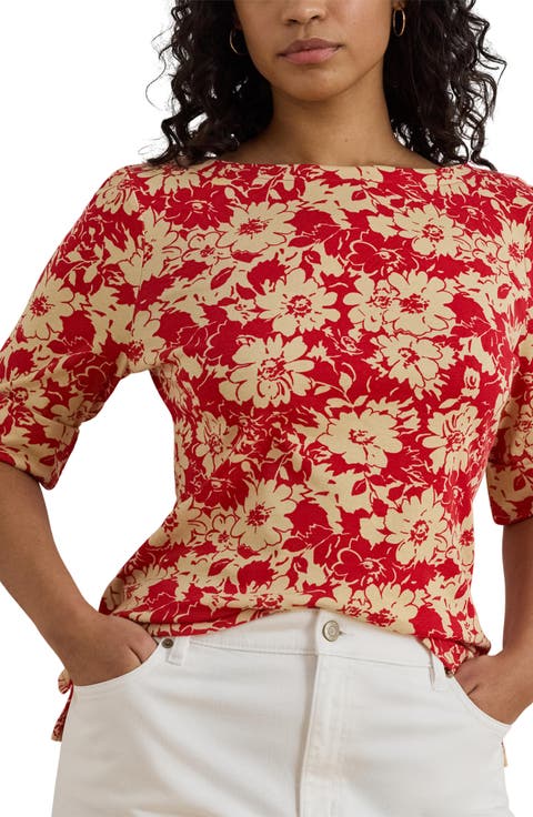Floral Stretch Knit Top (Plus)