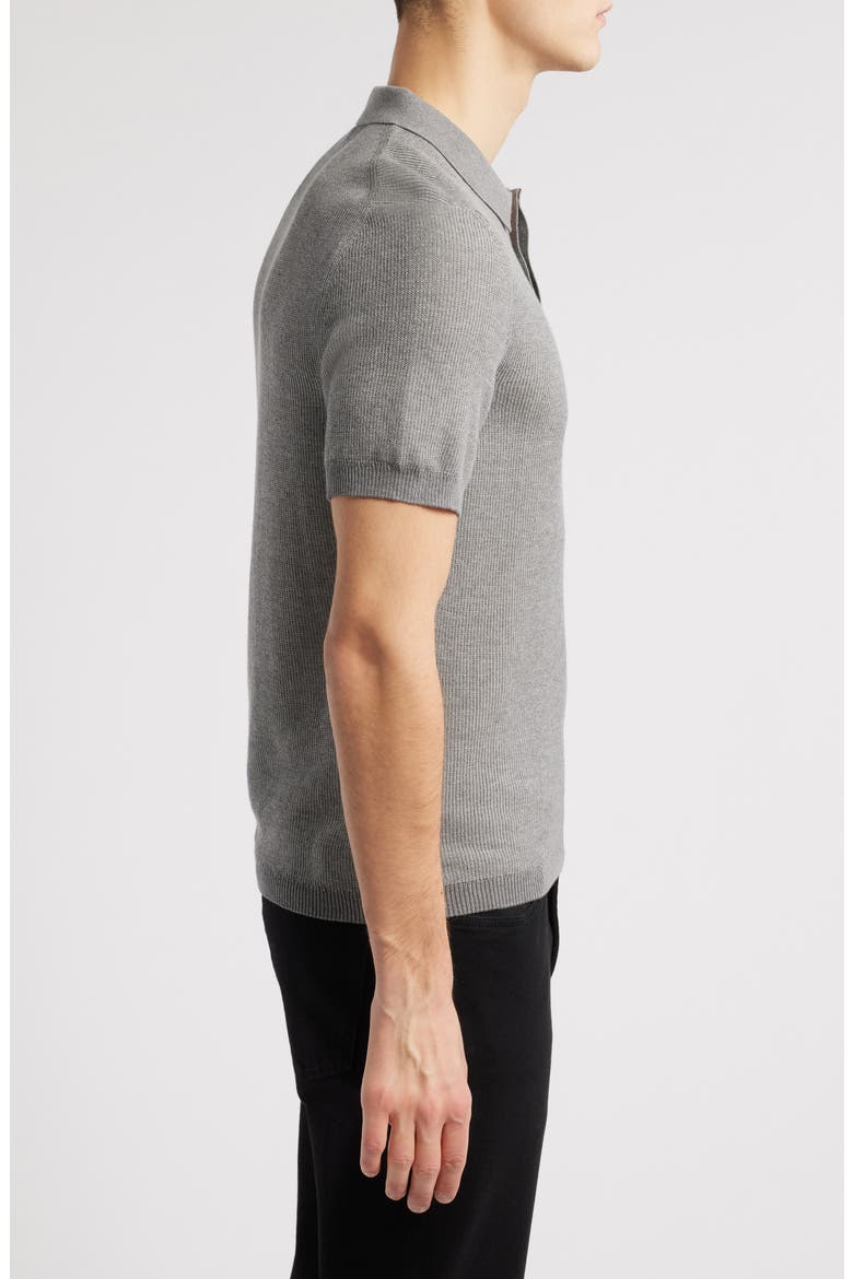Barley Short Sleeve Cotton Polo Sweater, Alternate, color, GREY