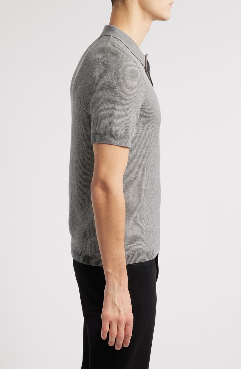 Robert Barakett Barley Short Sleeve Cotton Polo Sweater, Alternate, color, Grey