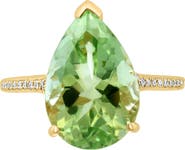 EFFY 14K Yellow Gold Pear Cut Prasiolite Diamond Band Ring