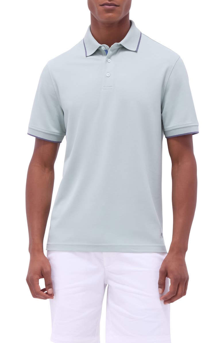 Bugatchi Tipped Piqué Polo, Main, color, Mint