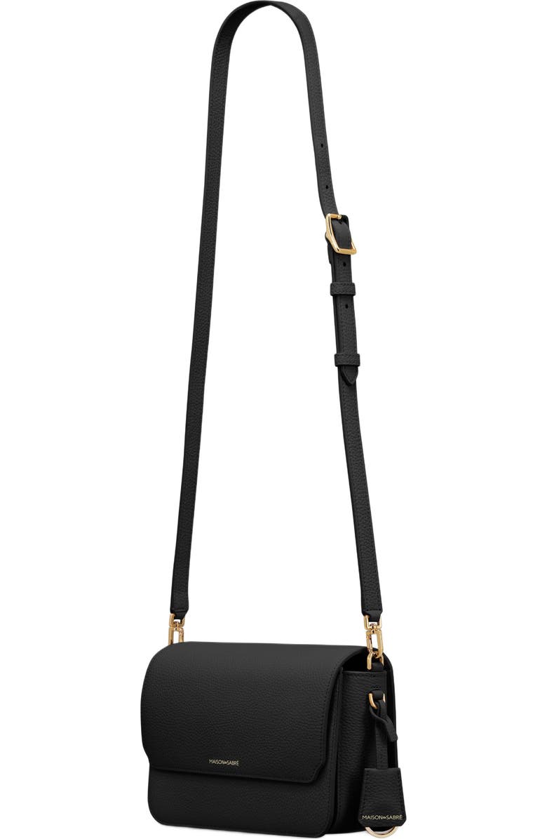 MAISON de SABRÉ Medium Leather Flap Bag, Alternate, color, Black Caviar