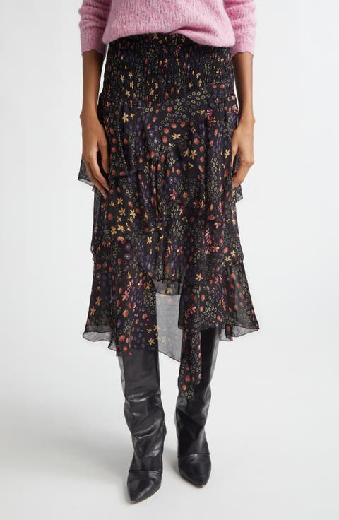 Brigitte Ruffle Smocked Midi Skirt