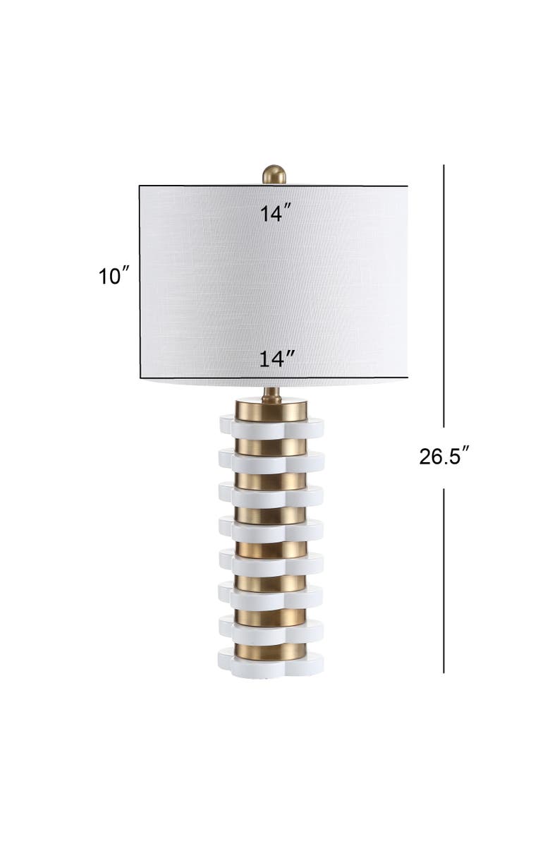 JONATHAN Y Wellington Quatrefoil Striped Resin LED Table Lamp, Alternate, color, Brass Gold