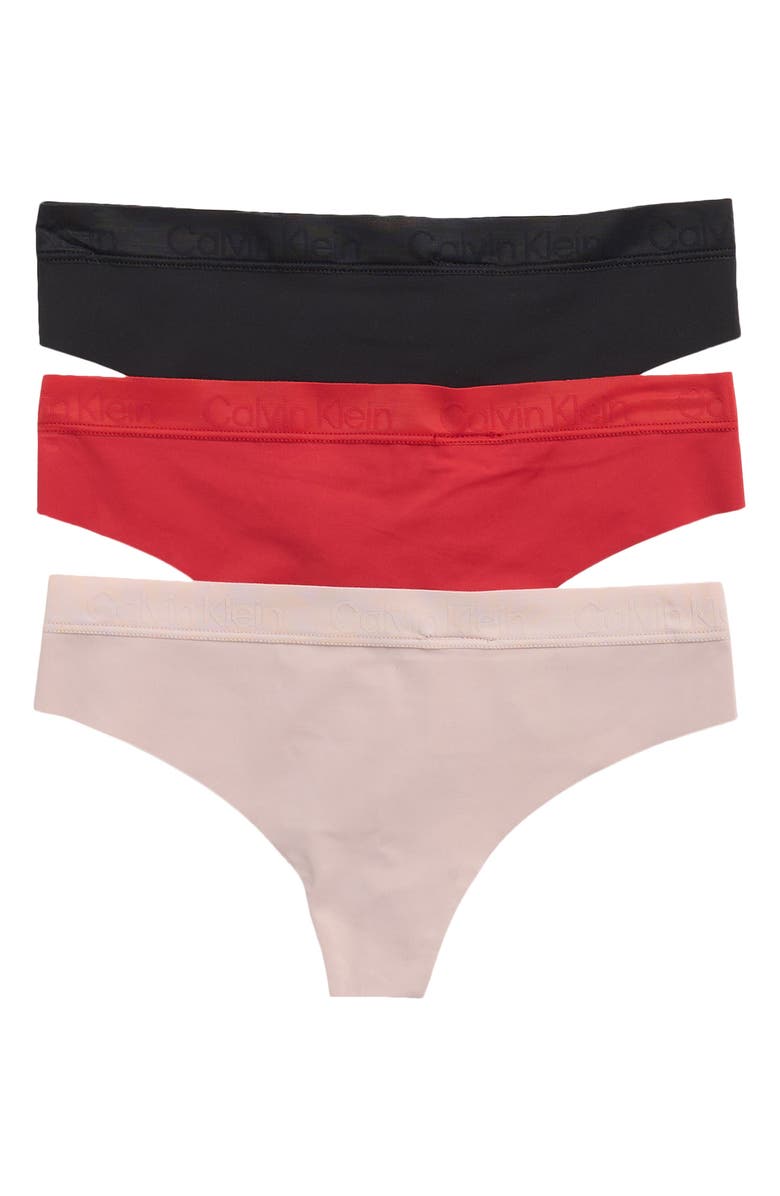 Calvin Klein Raw Edge Assorted 3-Pack Thongs, Main, color, Ub1/ Z1j/ Fte