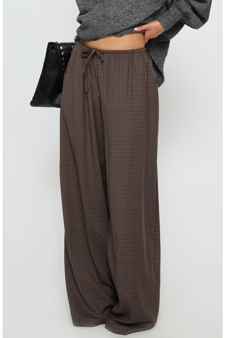 Bungala Drawstring Wide Leg Pants, Alternate, color, BROWN CHECK