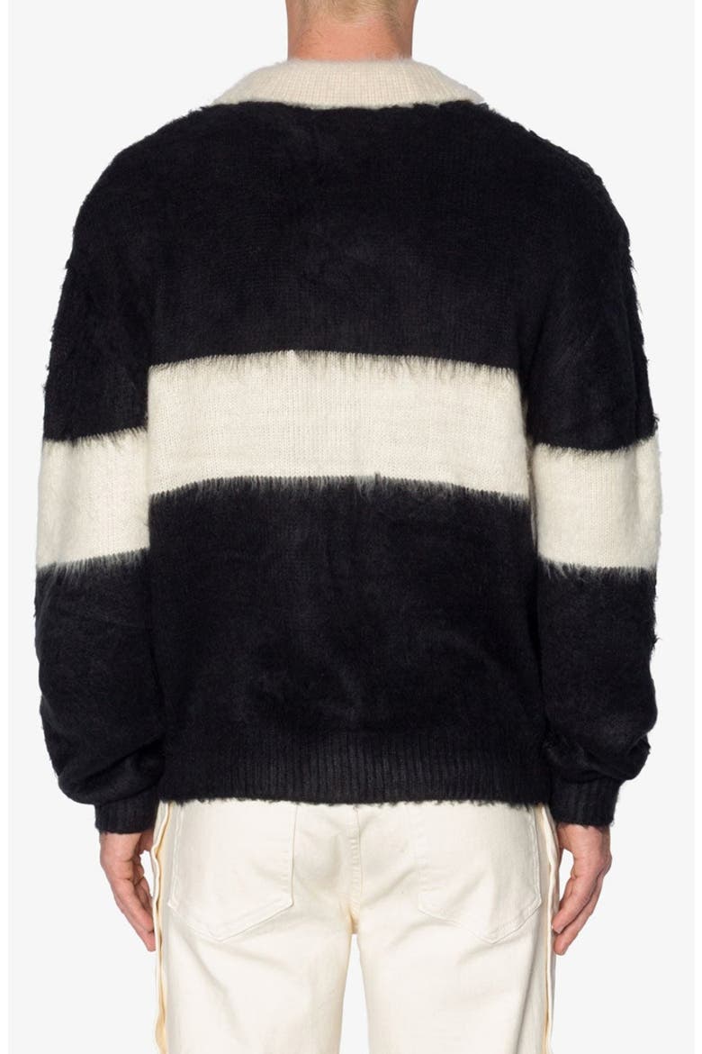 Stripe Cotton Rugby Sweater, Alternate, color, BLACK/ WHITE