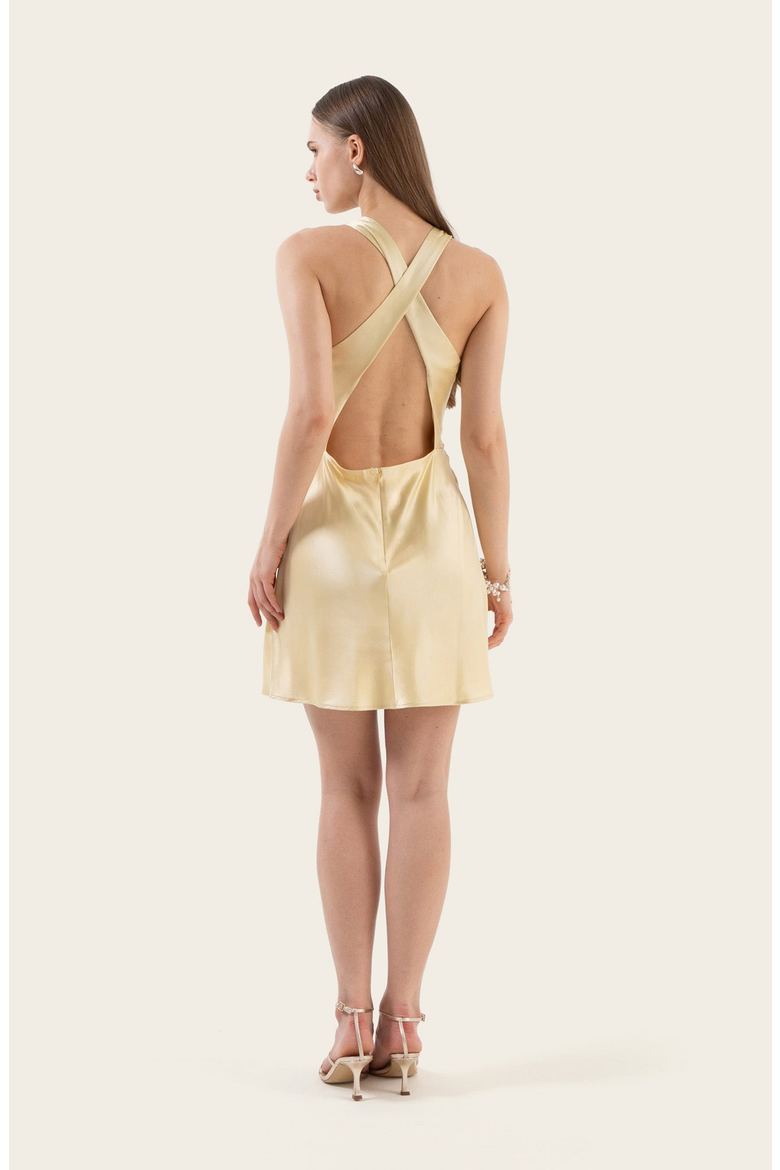 Harper Silk Mini Dress, Alternate, color, Butter Yellow