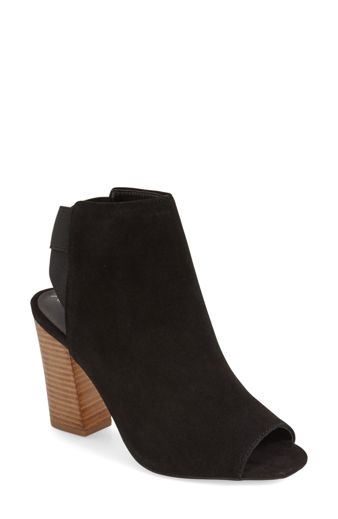 'Dakota' Peep Toe Bootie, Main, color, BLACK SUEDE