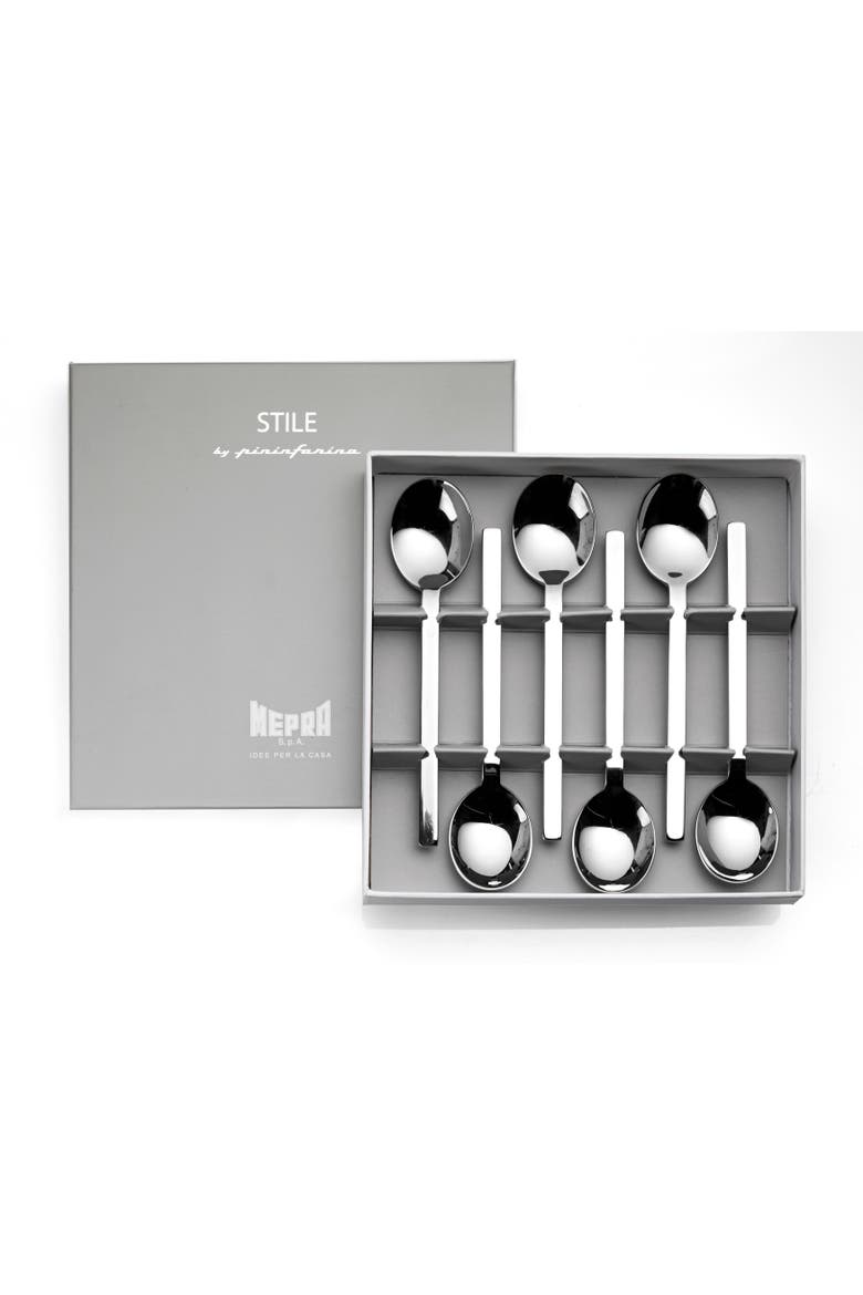 Stile By Pininfarina Coffee Spoon Set - 6 Pieces, Main, color, Silver