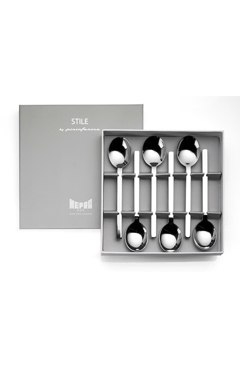 Mepra Stile By Pininfarina Coffee Spoon Set - 6 Pieces, Main, color, Silver