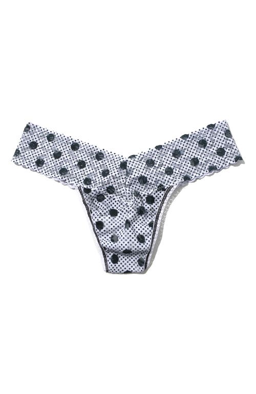 Hanky Panky Print Low Rise Thong In Pinpoint White
