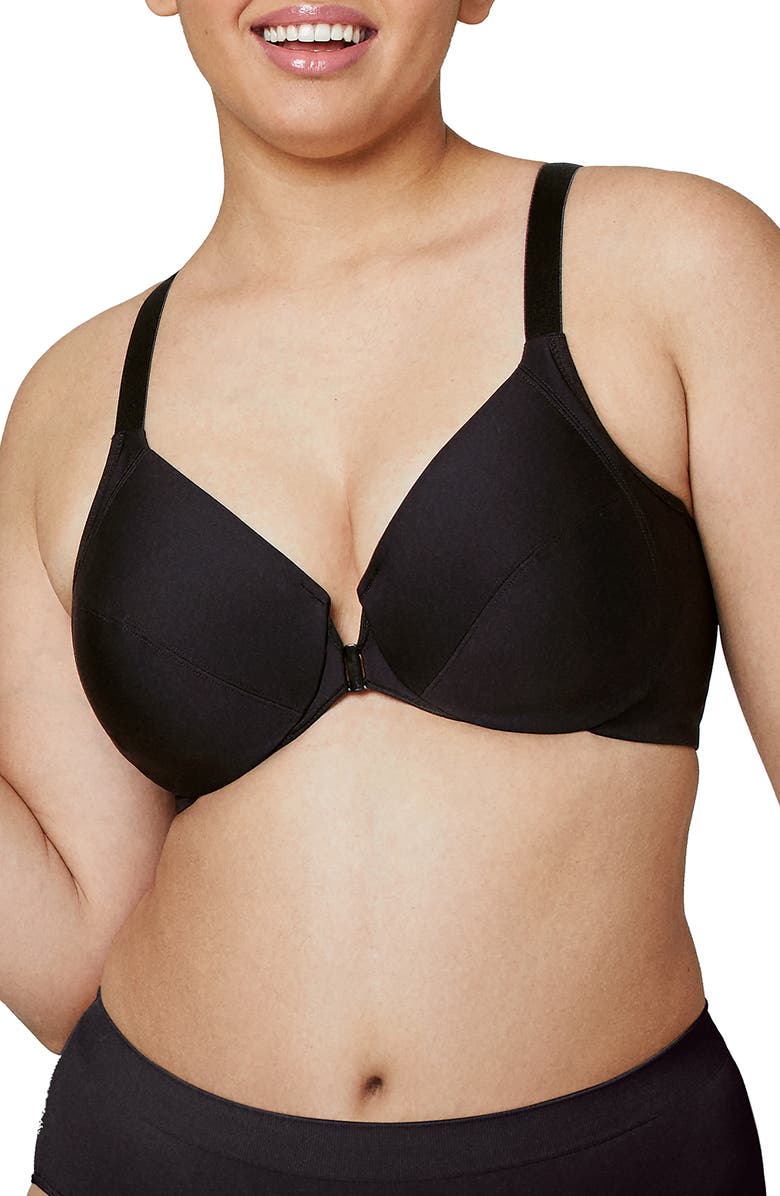 Glamorise WonderWire<sup>®</sup> Front Close Smoothing Underwire Bra, Main, color, Black