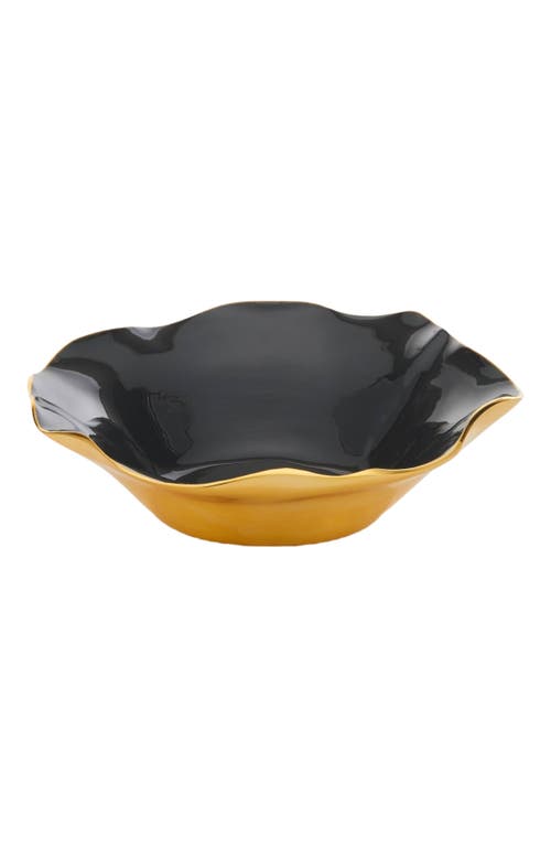 Lunares Ruffled Graphite Bowl In Gold