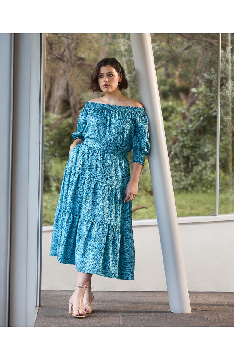 Estelle Sorrento Paisley Tiered Cotton Skirt, Alternate, color, Print