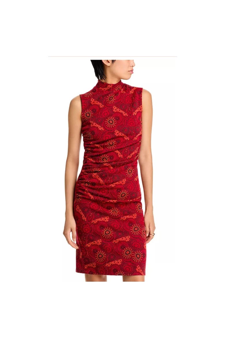 Sao Tome Jacuqard Sleeveless Dress, Alternate, color, RED