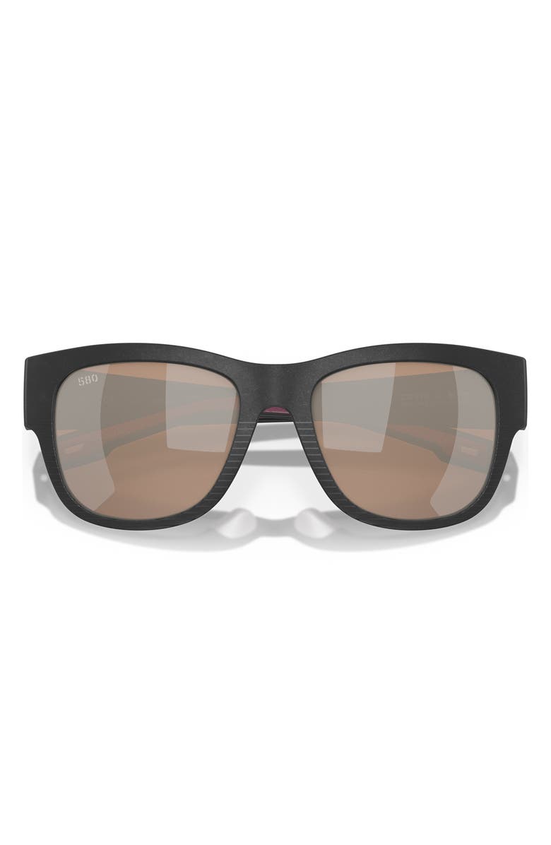 Costa Del Mar Caleta 55mm Polarized Mirrored Sunglasses, Alternate, color, Net Black / Copper Silver 580G