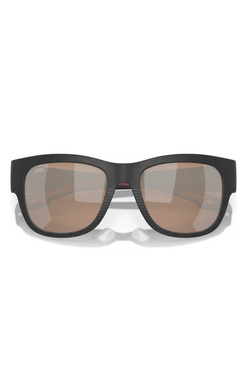 Costa Del Mar Caleta 55mm Polarized Mirrored Sunglasses In Black