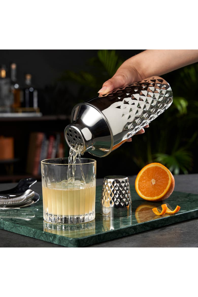 Irving Faceted Cocktail Shaker in Stainless Steel, Alternate, color, Silver