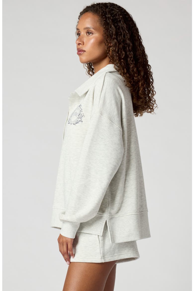 Polo Collar Sweatshirt, Alternate, color, HEATHER ICE
