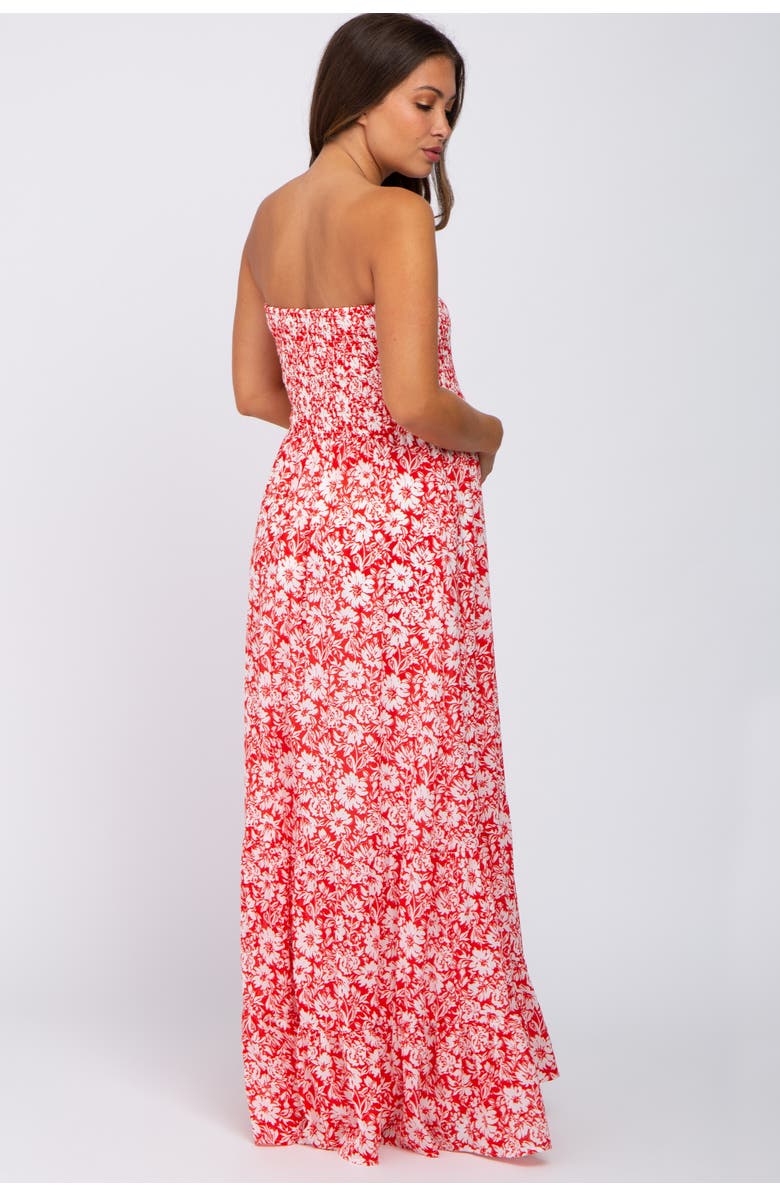PinkBlush Floral Strapless Smocked Maxi Dress, Alternate, color, Red