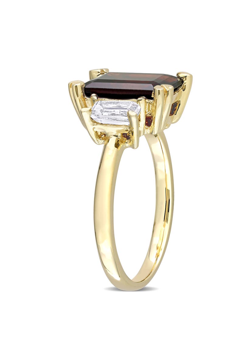 Gemstones Octagon 3-Stone Ring, Alternate, color, Garnet/Yellow-Plated