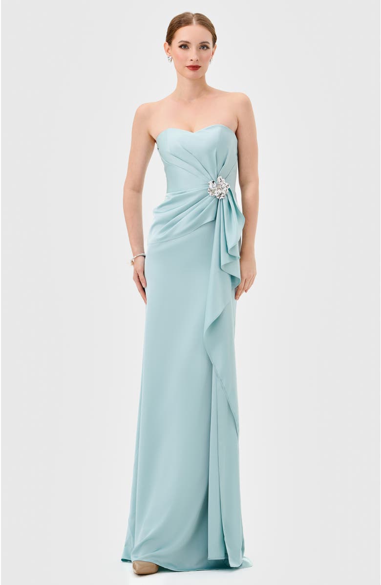 Bariano Sereya Strapless Gown, Main, color, Blue