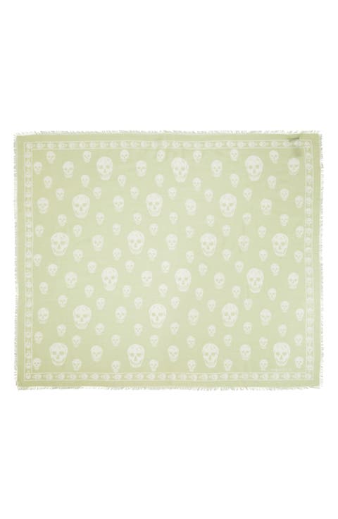 【関税&送料込】Alexander Mcqueen Ivory Wool Blend Foulard Alexander Mcqueen Women Ivory Wool Blend Foulard In White