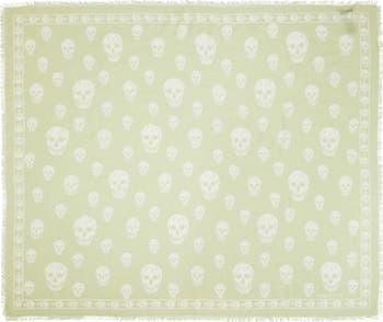McQueen Skull Print Wool Fringe Scarf | Nordstrom