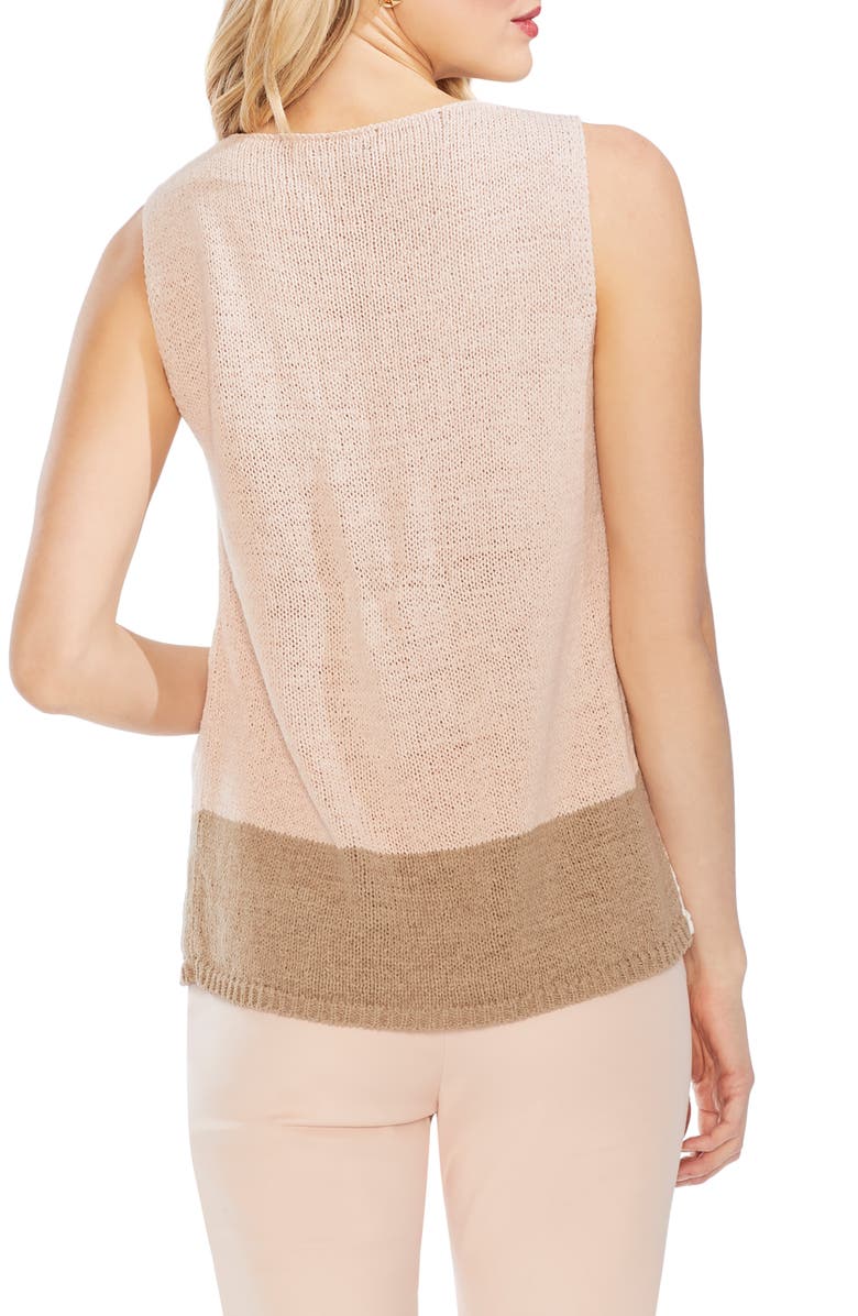 Vince Camuto Colorblock Crossover Detail Sleeveless Cotton Blend Sweater, Alternate, color, 